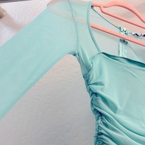 Aqua mesh sleeve sexy romper!